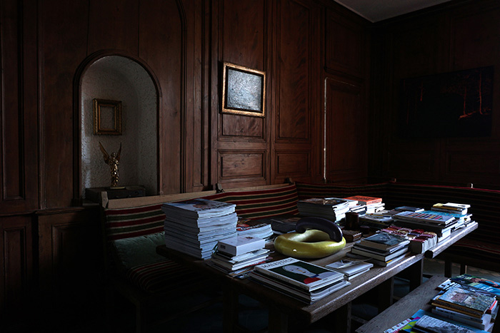 juliahuteau-bibliotheque-philippeperrinpique-sculpture-peinture-art Bibliothèque du Centre d’Art et de Villégiature, le Manoir, Mouthier-haute-pierre (25), 2019.